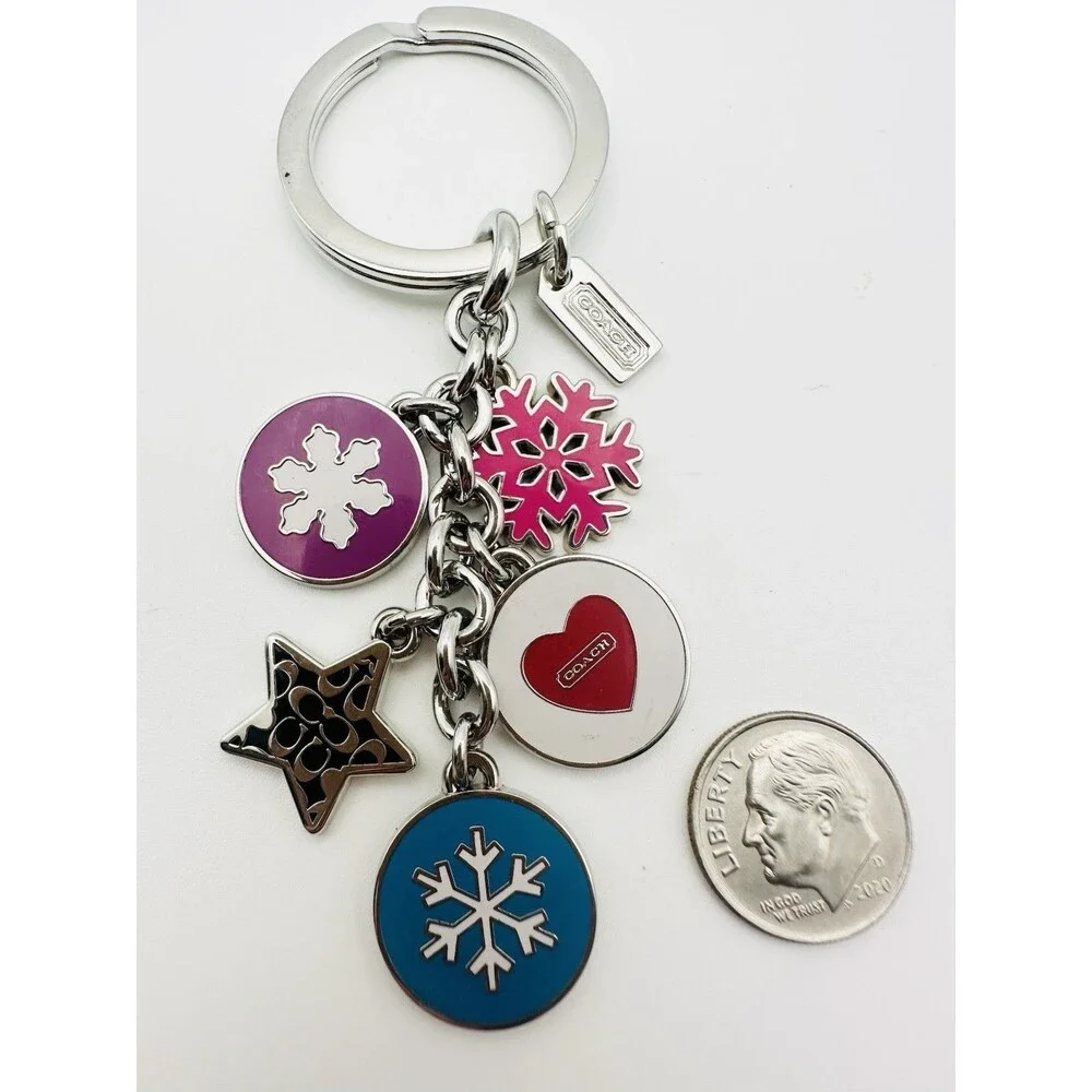 Coach Snowflakes Multi Mix Key Fob Keychain Key Ring Charm